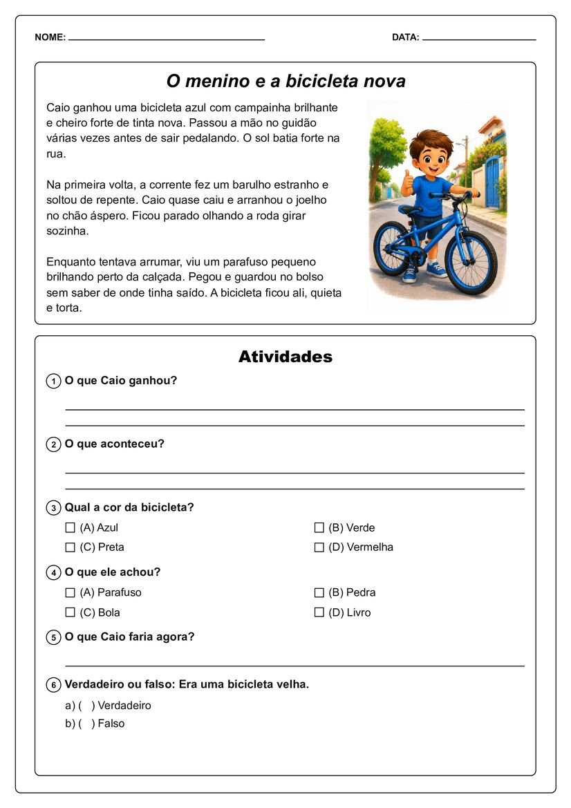 Pequenos textos ilustrados com interpretação tarefa escolar página 13